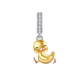 URONE Duck Charms Beads Fits Charms Bracelets for Women 925 Sterling Silver Duck Dangle Pendant Bead Jewelry Gifts for Women Bracelet&Necklace