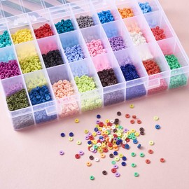 Cheriswelry 7200pcs 24 Colours Flat Round Polymer Clay Beads 4 mm Disc Coin Heishi Beads Spacer Charms for Jewellery Bracelet Earring Making