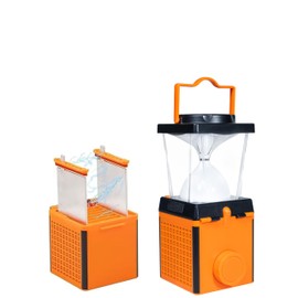 Generic Saltwater Camping Lantern, LED, Orange, Waterproof, 3.54"L x 3.54"W x 9.84"H, 350 Lumen, 150 Hour Battery Life, Solar Powered, 5V, Emergency, Hiking, Camping, Hurricane