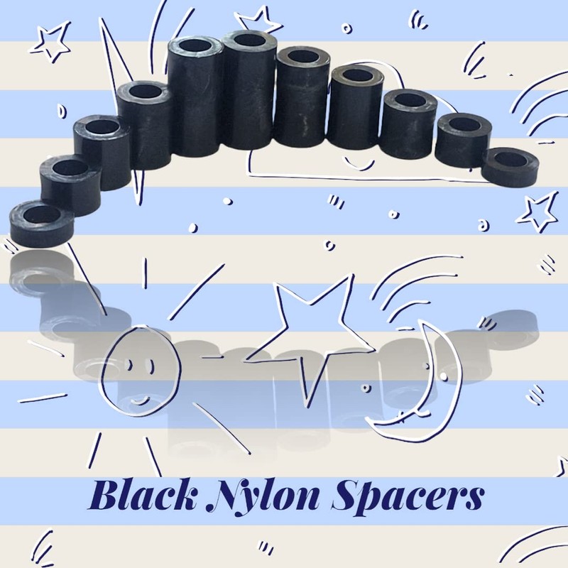 12pcs. x M6 x 5mm Black Nylon Spacers and Standoff