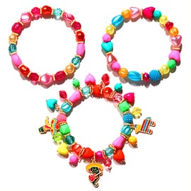 3PCS Mexican Fiesta Bracelets for Women Cute Chili Cactus Pinata Charm Bracelets Beaded Stretch Bracelet Set for Cinco De Mayo Party Outfits Mexican Holiday Accessory (Style D)