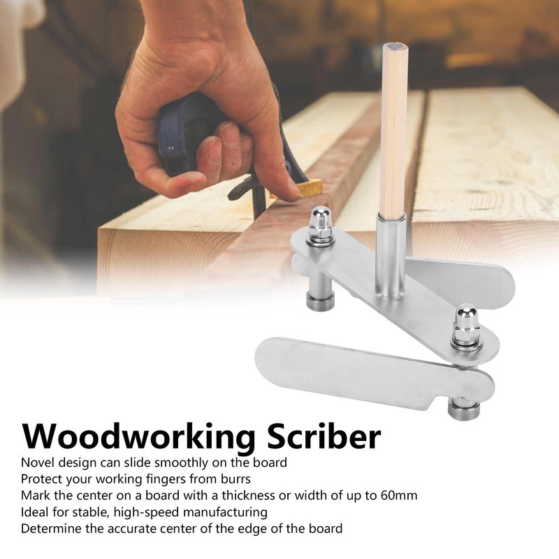 Woodworking Scriber Stainless Steel Locator Marking Center Finder Centerline Tool