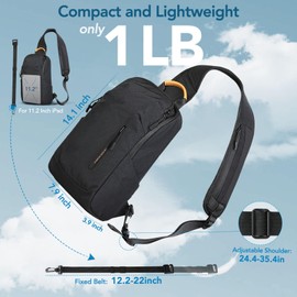 HEROIC KNIGHT Small Sling Bag, Waterproof Chest Casual Shoulder Bag for Men Women, Lightweight Crossbody Backpack for Runner Workout Hiking Cycling Travelling (BLACK)