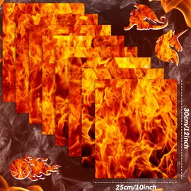 8 Sheets Tie-Dye Iron on Vinyl Heat Transfer Vinyl 12 x 10 Inch Vinyl Tie Dye HTV Iron on Vinyl Watercolor Clouds Patterned for DIY T-Shirts Hats Coats Handbags Pillow Crafts (Flame)