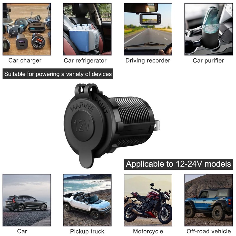 DAOKAI presa accendisigari, sostituzione presa di corrente auto DC 12V,
