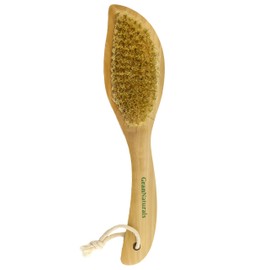 GranNaturals Dry Skin and Body Brush - 11.4 Inches - Improve Blood Circulation, Exfoliate Skin, Reduce Cellulite - Curved Natural Bristle Exfoliating Brush for Back, Legs, Feet
