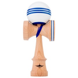 Kendama USA - Kaizen Triple Stripe Kendamas - for Players of All Levels, Carrying Bag Included (White & Blue)