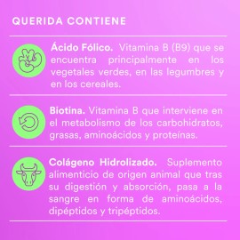 Suplemento Multivitaminico Mujer Querida Wu Nutrition 120 Capsulas Colgeno Hidrolizado Vitaminas y Minerales Biotina Acido Folico Calcio Magnesio...  