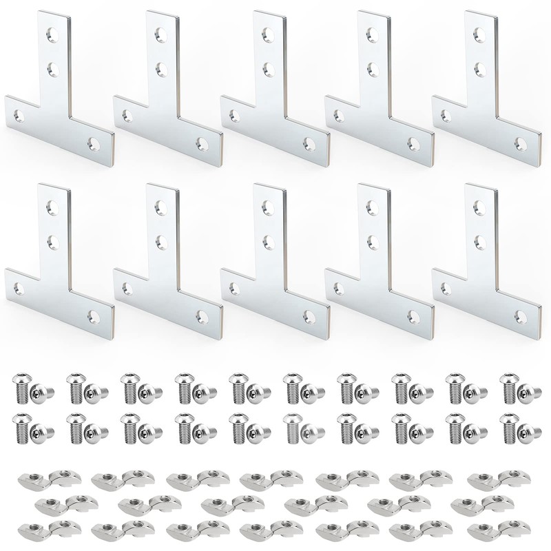 10Sets T Brackets, T Shape Connector 2020 Aluminum Extrusion Connector