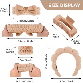 Set de 5 Piezas de Diademas Y Muñequeras para Spa, Ideales para Lavarse La Cara. Diademas de Felpa Acolchadas para El Cuidado Facial Y El Maquillaje, Perfectas para Mujeres. Accesorios Suave