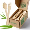 100% Bamboo Disposable Cutlery Set - 120 Mix (60 Forks,60