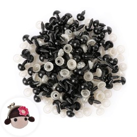 100 Pack Safety Eyes, Black Crafts Safety Eyes Spiral Solid Plastic Eyes with Washers for Bear, Doll, Puppet, Plush Animal and DIY Craft (10mm)