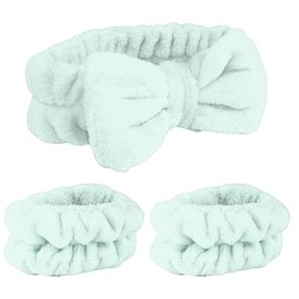 Diadema Y Muñequeras Skincare Para Cuidado Facial Y El Maquillaje, Accesorios Para Sujetar El Cabello, Aplicar Mascarillas, Tratamientos Faciales Y Cosméticos Spa En Casa (Verde)