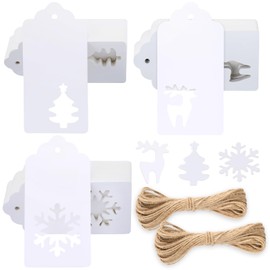 G2PLUS White Christmas Labels Tags, 150PCS Christmas Tags for Presents, Plain Christmas Labels with String, Xmas Gift Tags for Christmas Presents, Gift Wrapping & Decorating Tree