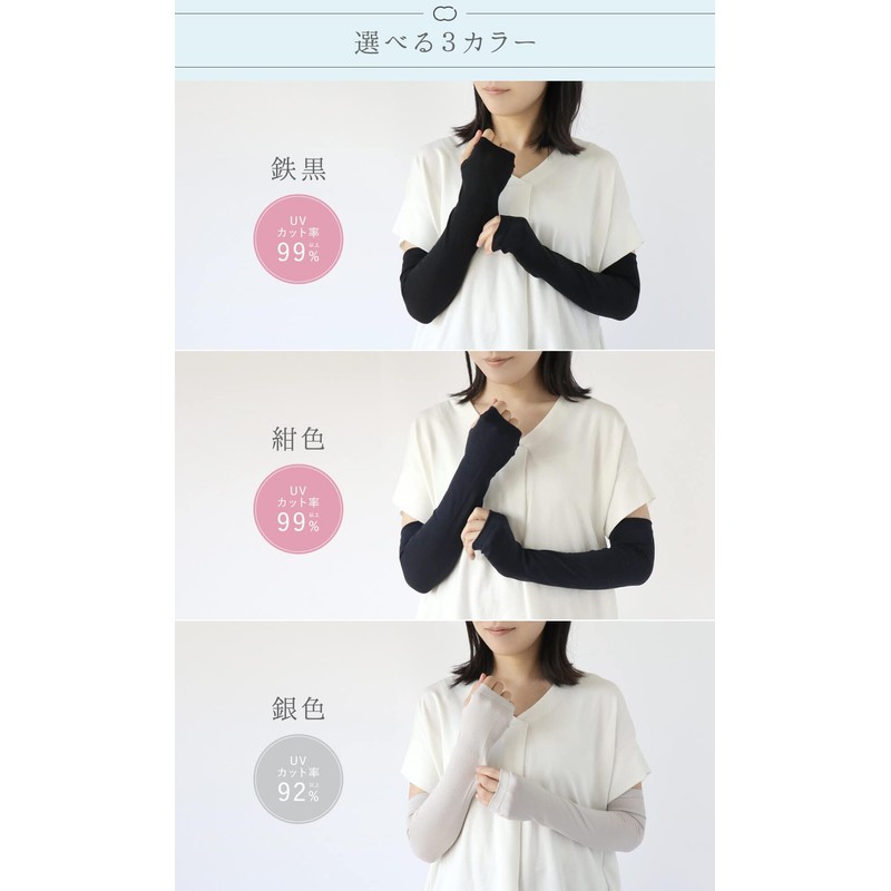 Kinuya UV Silk Fit Arm Cover for Women, 18.1 -
