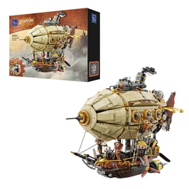 PANTASY Steampunk Airship Model Kit for Adults, Dual-Layer Zeppelin with Gear-Driven Mechanical System, DIY Building Blocks Set, Retro Sci-Fi Construction Toy for Collectors & Display
