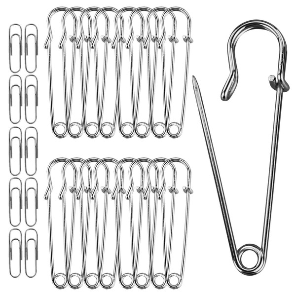 Large Safety Pins For Clothes 15pcs 2 Inch (50mm) Heavy Duty Nappy Pins Safety Lock For Jewelry Crafts Kilt Making Household Use，30 Pcs Mini Pins （28MM)