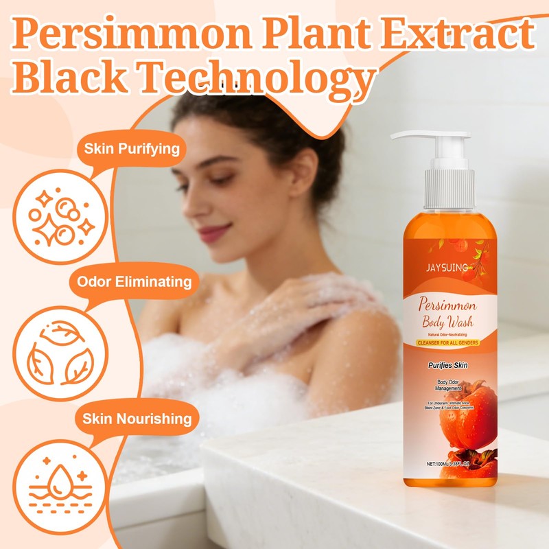 Persimmon Body Wash, Kaki Shower Gel, Natural Deodorising