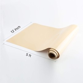 Heat Transfer Vinyl HTV 12"x5' PU Adhesive Iron SHOYISI Iron on Vinyl roll for T-shirt(Cream)
