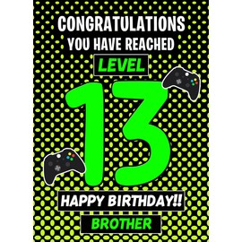 Brother 13th Birthday Card (Level Up Gamer)