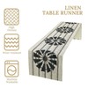 Retro Windmill Table Runner, Rustic Farmhouse Wood Grain Country Style