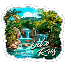 Ocho Rios Jamaica Sticker Travel Weatherproof Souvenir Decal Vinyl Small Waterproof for Water Bottle Mug Passport Notebook Laptop Computer Phone Car Stickers Size 4" ID44990