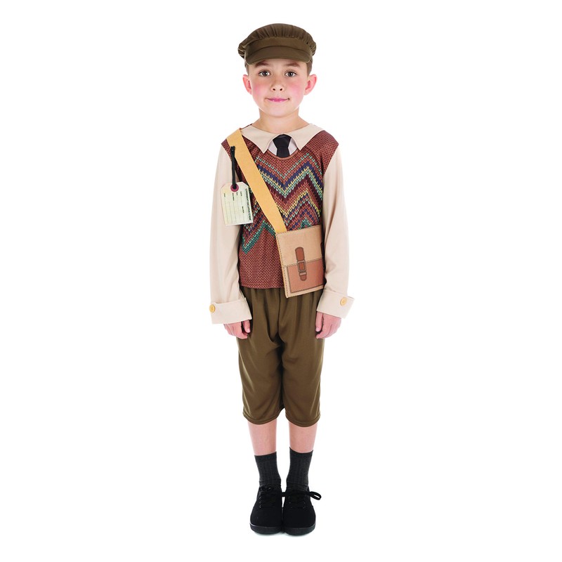 Rubies CF195 (L) Evacuee Schoolboy Costume, Boys, Brown, Age 8-10