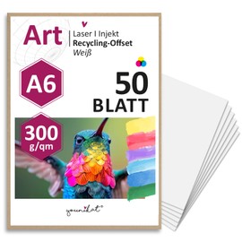 younikat Set of 50 recycled offset blank cards, DIN A6, 300 g/m², dv921