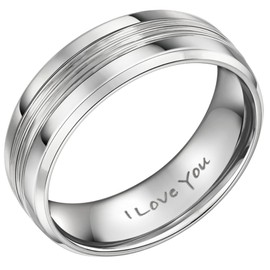Willis Judd Mens Titanium Ring Engraved I Love You In Gift Box 8mm Wedding Band Ring for Men Engagement Ring Comfort Fit Size V
