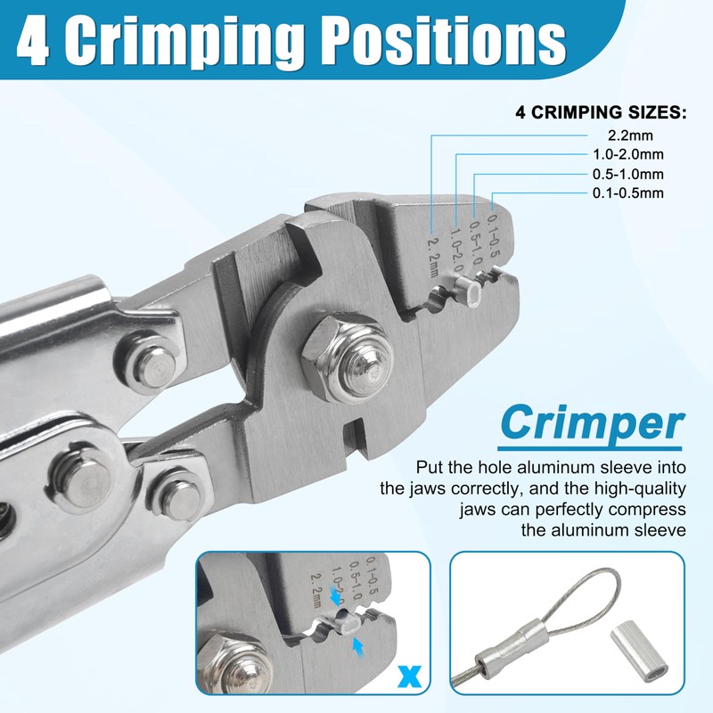 Fishing Crimping Tool Kit Stainless Steel Crimper Pliers + 590pcs