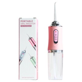 Electric Water Flosser, Portable Rechargeable Oral Irrigator with 4 Multifunctional Nozzle for Home & Travel, Waterproof Teeth Cleaner, 3 Modes Teeth Cleaning Tool, Winter Gift, Gift Mouth Care Flossing Comfort - Color: pink