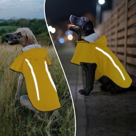 Dog Raincoat, Raincoat Dog with Removable Hood, Dog Coat Rain Jacket Dog Waterproof Raincoat for Dogs with Reflective Strips, Ultralight Breathable for Dogs Outdoor