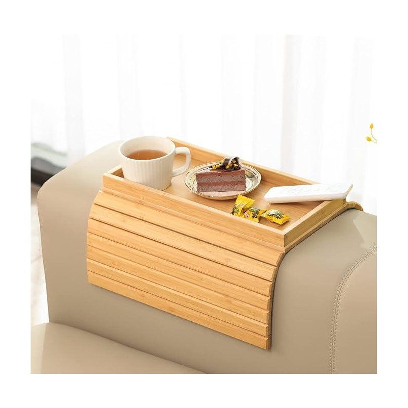 GEHE Sofa Arm Tray Bamboo Sofa Tray Table for Couch,