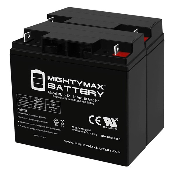 Mighty Max Battery 12V 18AH Battery for Rascal 110, 120, 200 Mobility Scooter - 2 Pack Brand Product