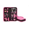Bey-Berk “Alyssa” 20-Piece Pink Tool Set in Zippered Canvas Case,