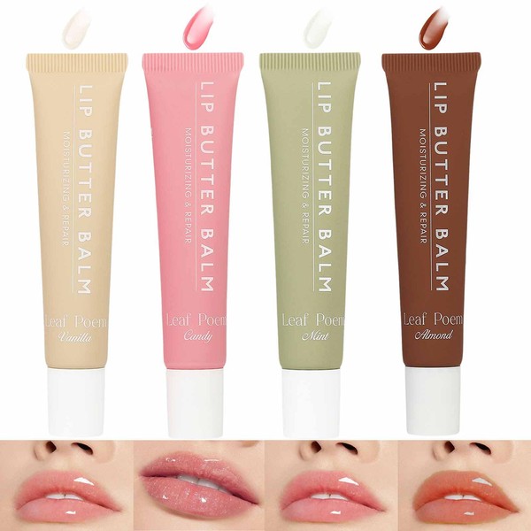 4 Farben Glänzend Lip Butter Balm Lipgloss Wasserfest Langanhaltend Feuchtigkeitsspendender