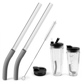 Replacement Straw for Ninja Blender Cups Replacement 24oz/32oz, 2 Pcs Reusable Replacement Straws & BPA Free Compatible with Ninja BN401, BL450, BL456, BL480, BL2012, BL2013, BN751, BN801, SS101