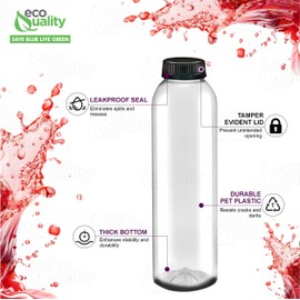 16 oz Clear Round Plastic Juice Bottles with Caps BPA-Free, Leak Proof Disposable Drink Containers for Juicing, Tamper Proof, Smoothies, Shakes & Beverages Food-Grade Bulk Pack Juice Bars, Cafes (50)