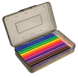 1 Pack Large Plastic Pencil Box Cute Black Hard Pencil Case Pouch Bag Big Clear Pen Holder for Desk Office Organozer Boys Girls Adults Kids Storage Marker Crayon Boxes Homeschool Class Supplies Bulk