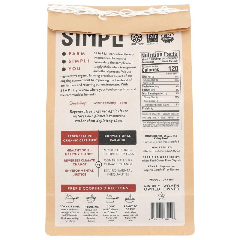 Simpli Beans Kidney Regenerative Organic 12.0 oz (Pack of 8)