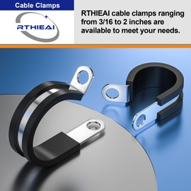 RTHIEAI 100 PCS 1/4 Inch Stainless Steel Cable Clamps - Insulated, Hose, Pipe, Wire Clamps