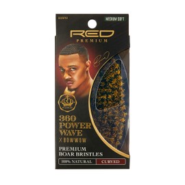 RED by KISS 360 Power Wave X Bow Wow Curved Palm Boar Brush 100% Natural Medium Soft Bristles