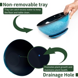 Vanslogreen 2 Pack 10 inch Hanging Planters, Plastic Hanging Plant Pots with Drainage Hole and Chain, Hanging Flower Pots for Outdoor Indoor Plants (Blue)