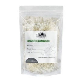 Empty Gelatin Capsules (1000 Count) Fillable, Food Grade, Size 0, Clear