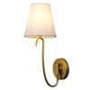 PERMO Antique Goose-Neck Wall Sconce with White Fabric Shade Hardwired