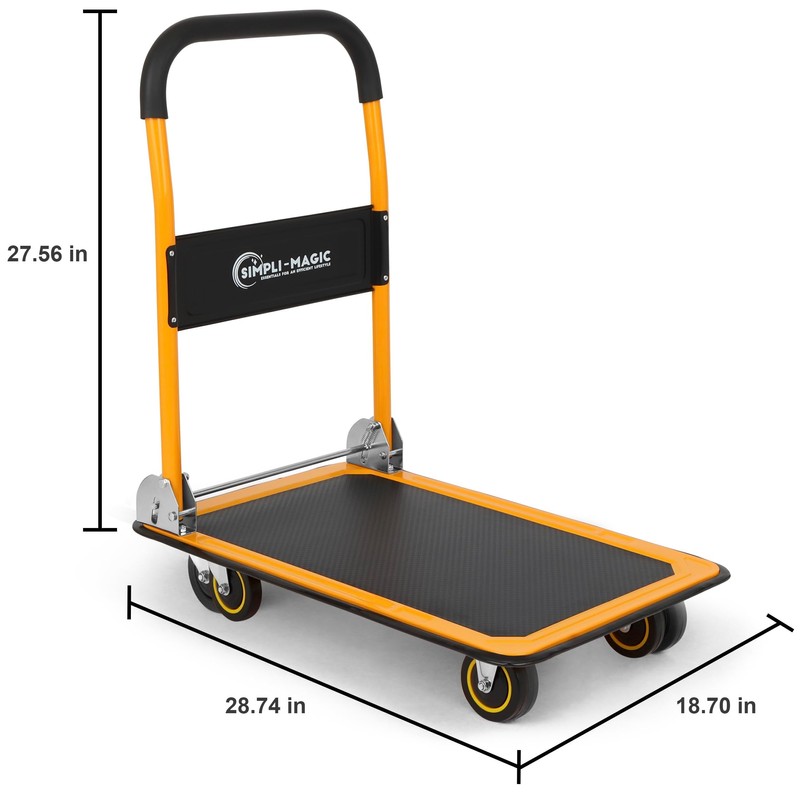 SIMPLI-MAGIC Push Cart Dolly, 330 LBS – Foldable Moving Platform