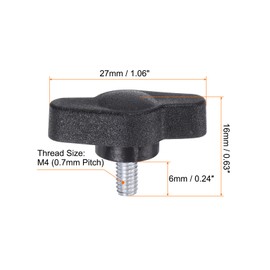 QUARKZMAN Pack of 20 T-piece wing knobs knurled screws M4 x 6 mm standard external thread plastic T-piece handles hand clamp knobs handle knurled screw black