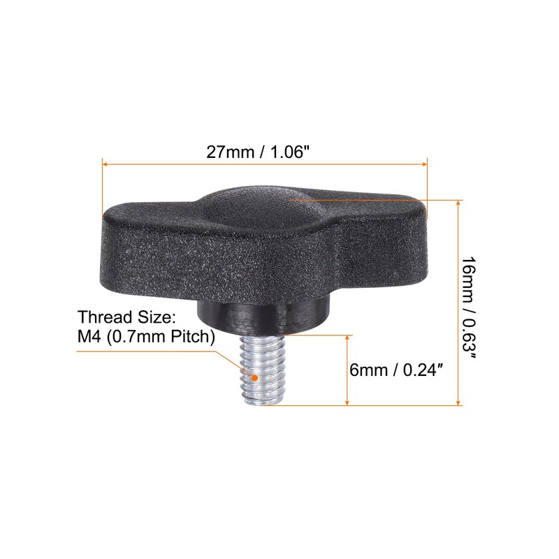 QUARKZMAN Pack of 20 T-piece wing knobs knurled screws M4