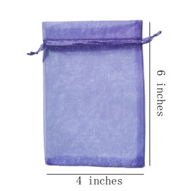 4x6 inch Organza Gift Bags with Drawstring for Jewelry,Candy,100 Pieces Lilac Sheer Fabric Clear Mesh Wrap Sachet for Baby Shower,30th Birthday,Christmas,Party Favors,Bridal Shower,Wedding,Bridesmaid