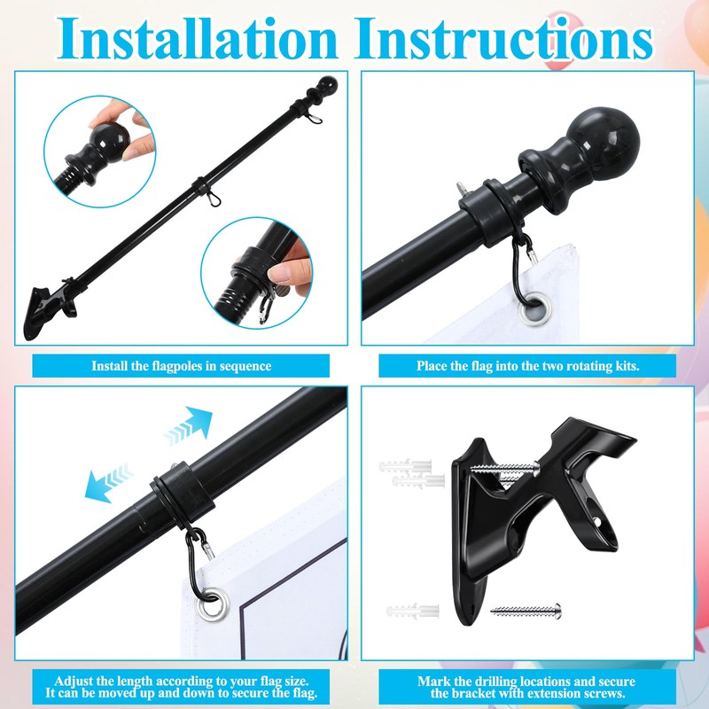 Jetec 2 Pack Open Flags with Pole Kit Heavy Duty